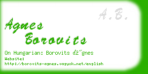 agnes borovits business card